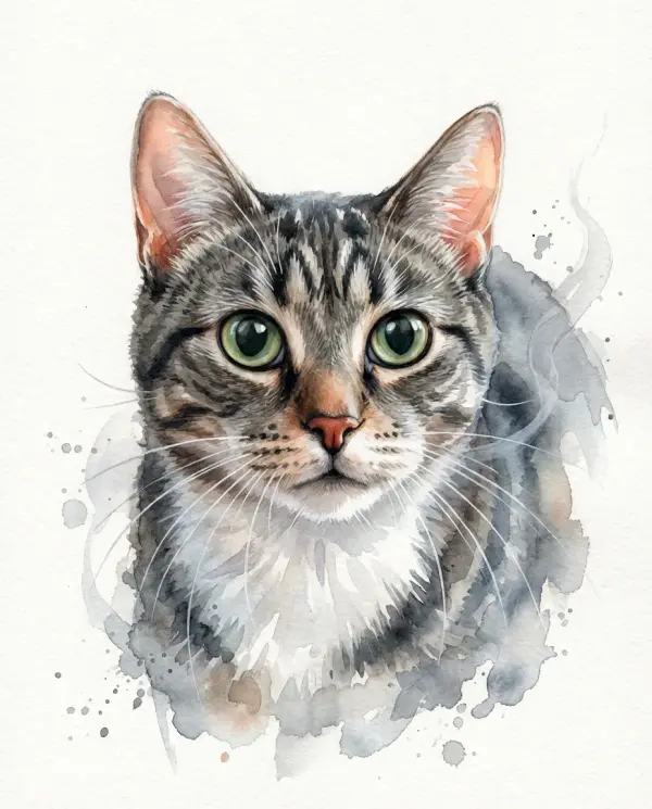 Aquarelle Portrait pet portrait style