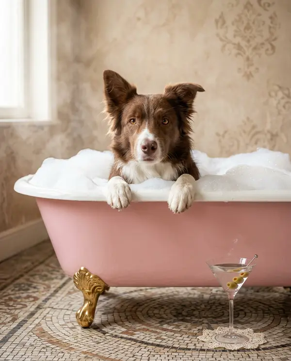Bathtime Portrait pet portrait style