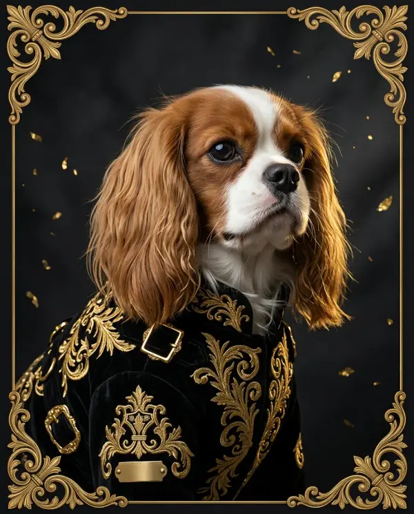 Black & Gold Portrait pet portrait style