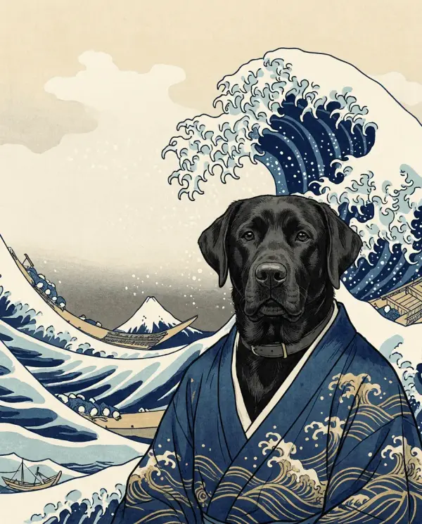 Hokusai Style Portrait pet portrait style