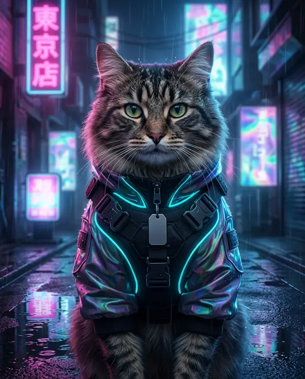 Neon Nights Portrait pet portrait style