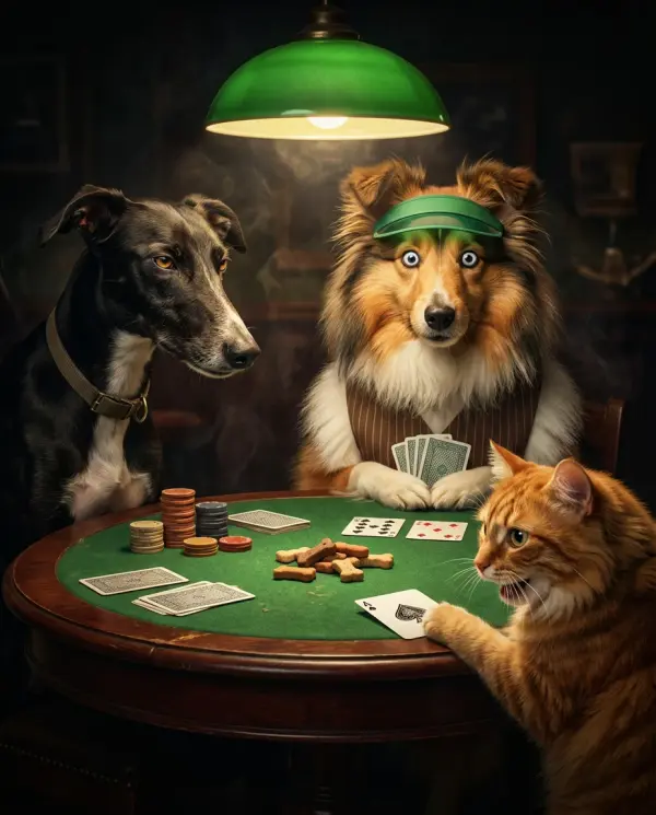 Poker Game Portrait pet portrait style