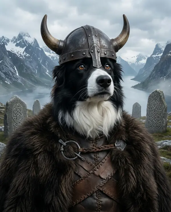 Viking Warrior Portrait pet portrait style
