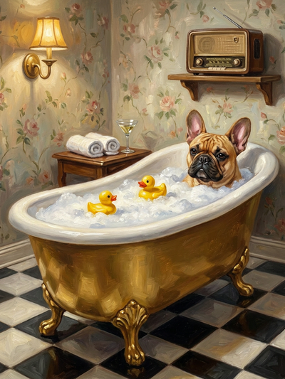 bathtime pet portrait
