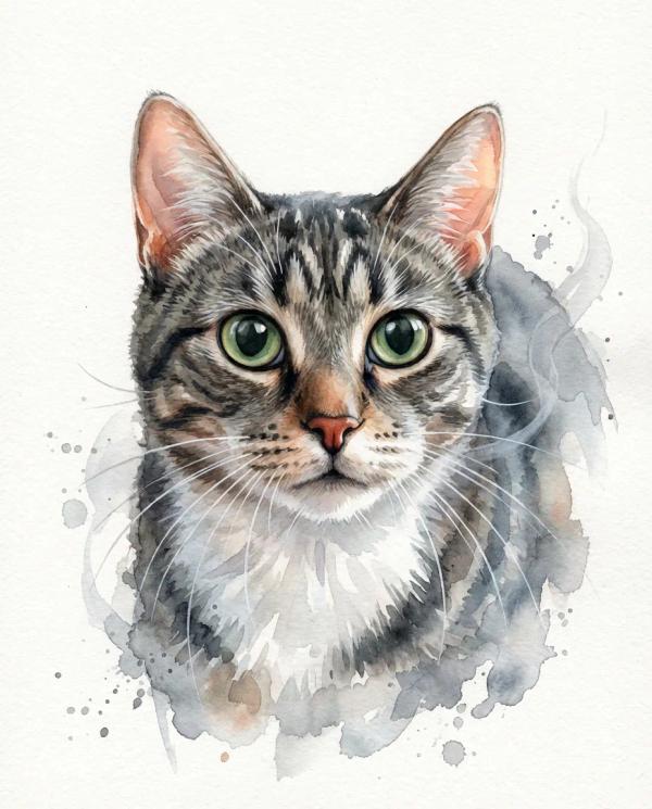 Aquarelle Portrait pet portrait style