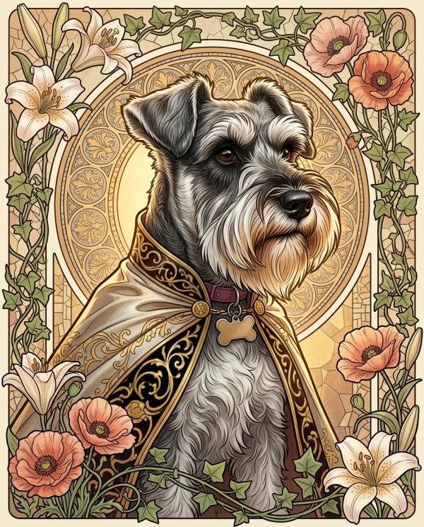Art Nouveau Portrait pet portrait style