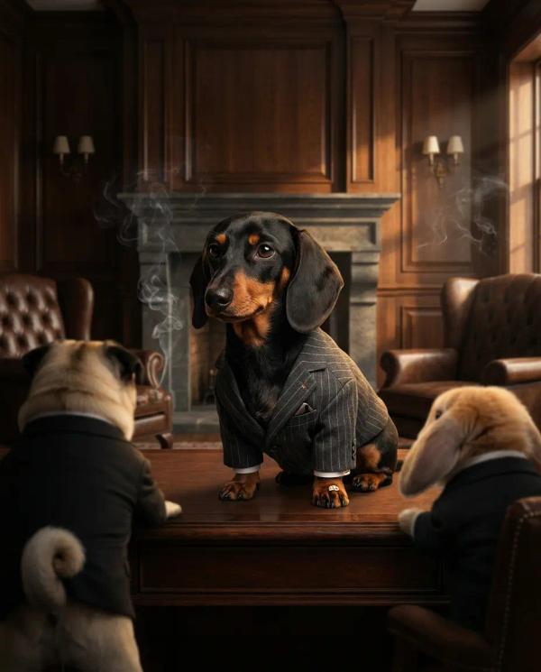Crime Family Portrait pet portrait style