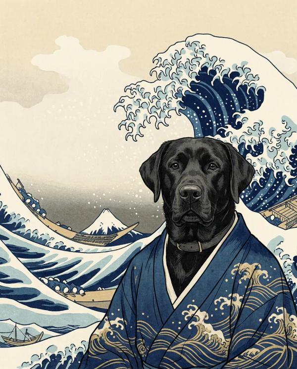 Hokusai Style Portrait pet portrait style