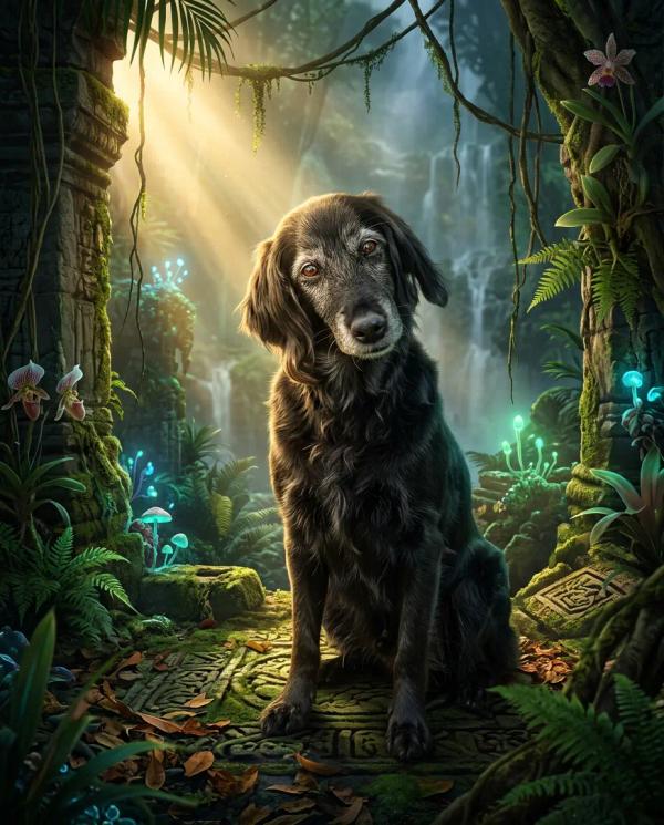 Jungle Story Portrait pet portrait style