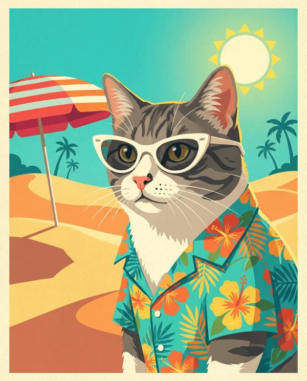 Postcard Portrait pet portrait style